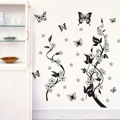 Fashion PVC Wall Sticker Butterfly Flower Third Generation Wall Sticker - Zambeel