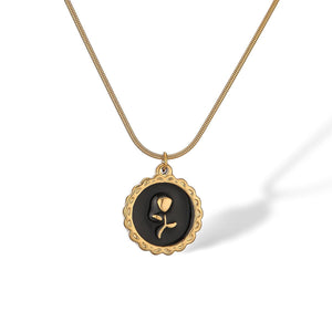 Fashion Retro Oil Dripping Heart Geometric Pendant Necklace - Zambeel