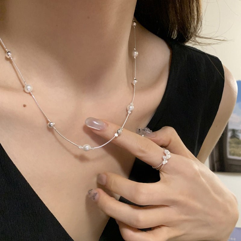 Fashion Ring Pearl Necklace Female Niche - Zambeel
