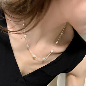 Fashion Ring Pearl Necklace Female Niche - Zambeel