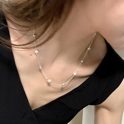 Fashion Ring Pearl Necklace Female Niche - Zambeel