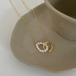 Fashion Shijia Pearl Circle Ring Necklace Female Necklace Copper Plated Real Gold - Zambeel