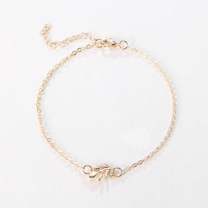 Fashion Simple Alloy Mori Style Flower Leaf Anklet - Zambeel