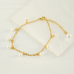 Fashion Simple Tassel Stainless Steel Pearl Anklet - Zambeel