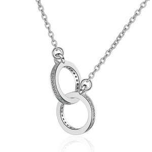 Fashion Zircon Geometric Shape Double Ring Necklace - Zambeel