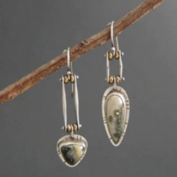 Fashionable Best - selling Minimalist Two - tone Asymmetrical Earrings - Zambeel