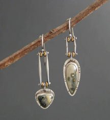 Fashionable Best - selling Minimalist Two - tone Asymmetrical Earrings - Zambeel