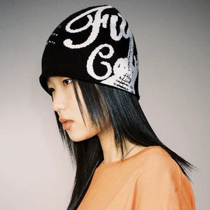 Fashionable Casual Versatile Knitted Hat With Embroidered Letters For Both - Zambeel