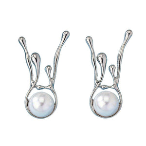 Fashionable Exaggerated Yet Minimalist Deer Antler Inspired Faux Pearl Irregular Earrings - Zambeel