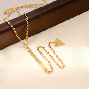 Fashionable Minimalist Geometric Long Pendant Gold Necklace - Zambeel