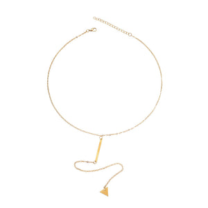Fashionable Minimalist Geometric Long Pendant Gold Necklace - Zambeel