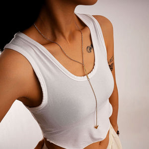 Fashionable Minimalist Geometric Long Pendant Gold Necklace - Zambeel
