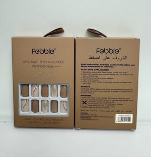 Febble - Coffee Gold Glitter Oval Nails (Original) - Zambeel
