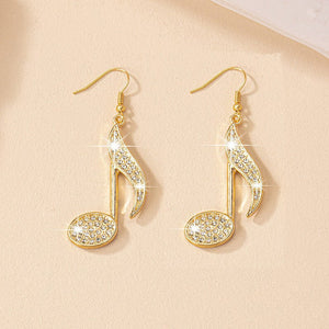 Female Gemstone Note Exaggerated Personality Earrings - Zambeel