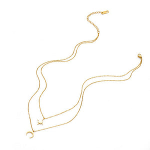 Fine Charm Star European And American Moon Combination Twin Clavicle Chain - Zambeel