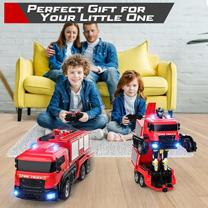 Fire Fighting - RC Deformation Fire Truck with Water Spray - Zambeel