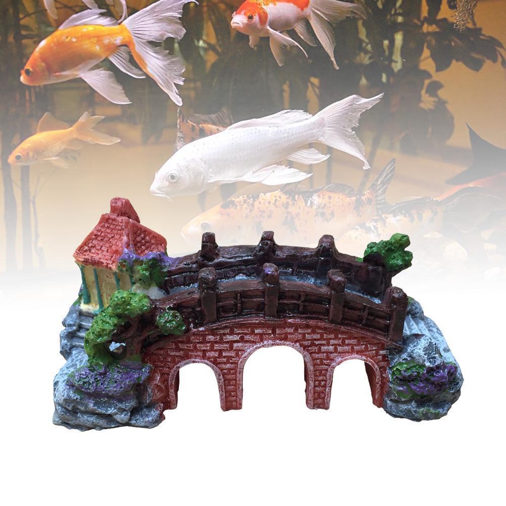 Fish Tank Aquarium Landscape Rockery Fake Bridge Landscaping Decoration Package Fish Globe Decorative Simulation Bridge Rockery Stone - Zambeel