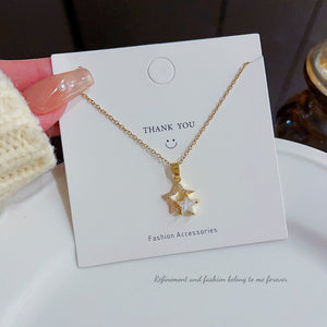 Five - pointed Star Zircon Titanium Steel Necklace That Wont Fade - Zambeel