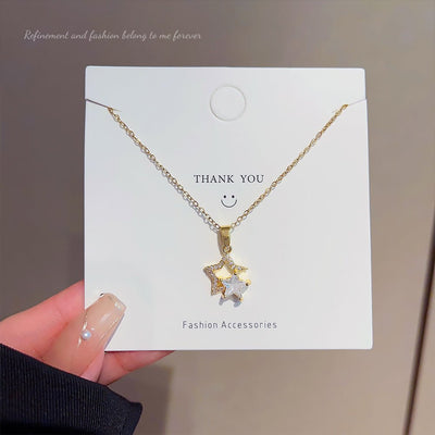 Five - pointed Star Zircon Titanium Steel Necklace That Wont Fade - Zambeel