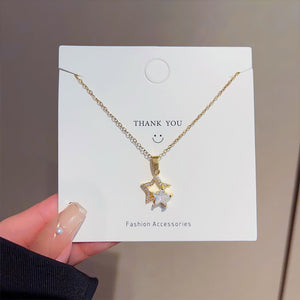 Five - pointed Star Zircon Titanium Steel Necklace That Wont Fade - Zambeel