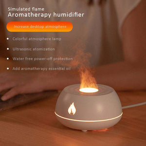 Flame Humidifier Aromatherapy Diffuser 7 Colors Light Home Air Humidifier 130ML USB Room Fragrance Essential Oil Diffuser - Zambeel