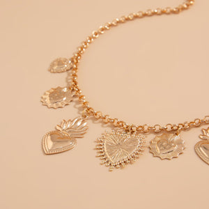 Flame Peach Heart Alloy Pendant Necklace Creative - Zambeel