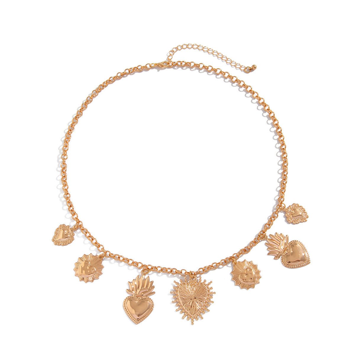 Flame Peach Heart Alloy Pendant Necklace Creative - Zambeel