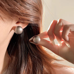 Flat Round Steamed Bread Beads Frosted Texture Pearl Ear Studs Temperamental Minority - Zambeel