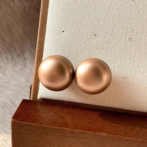Flat Round Steamed Bread Beads Frosted Texture Pearl Ear Studs Temperamental Minority - Zambeel