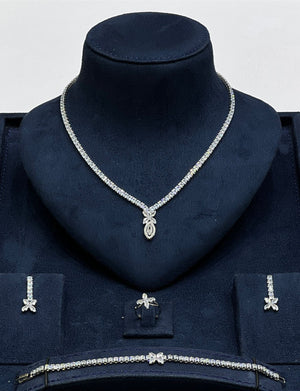 Floral Crystal Pendant Jewelry Set - Zambeel