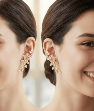 Floral Crystal Vine Earrings - Zambeel