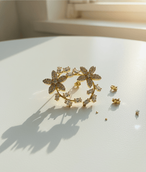 Floral Crystal Vine Earrings - Zambeel