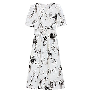 Floral French - style Figure - flattering Elegant Dress - Zambeel