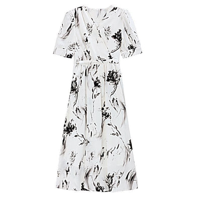 Floral French - style Figure - flattering Elegant Dress - Zambeel