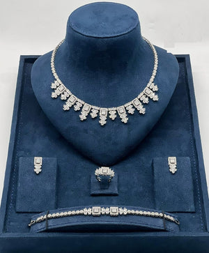 Floral Square Crystal Jewelry Set - Zambeel