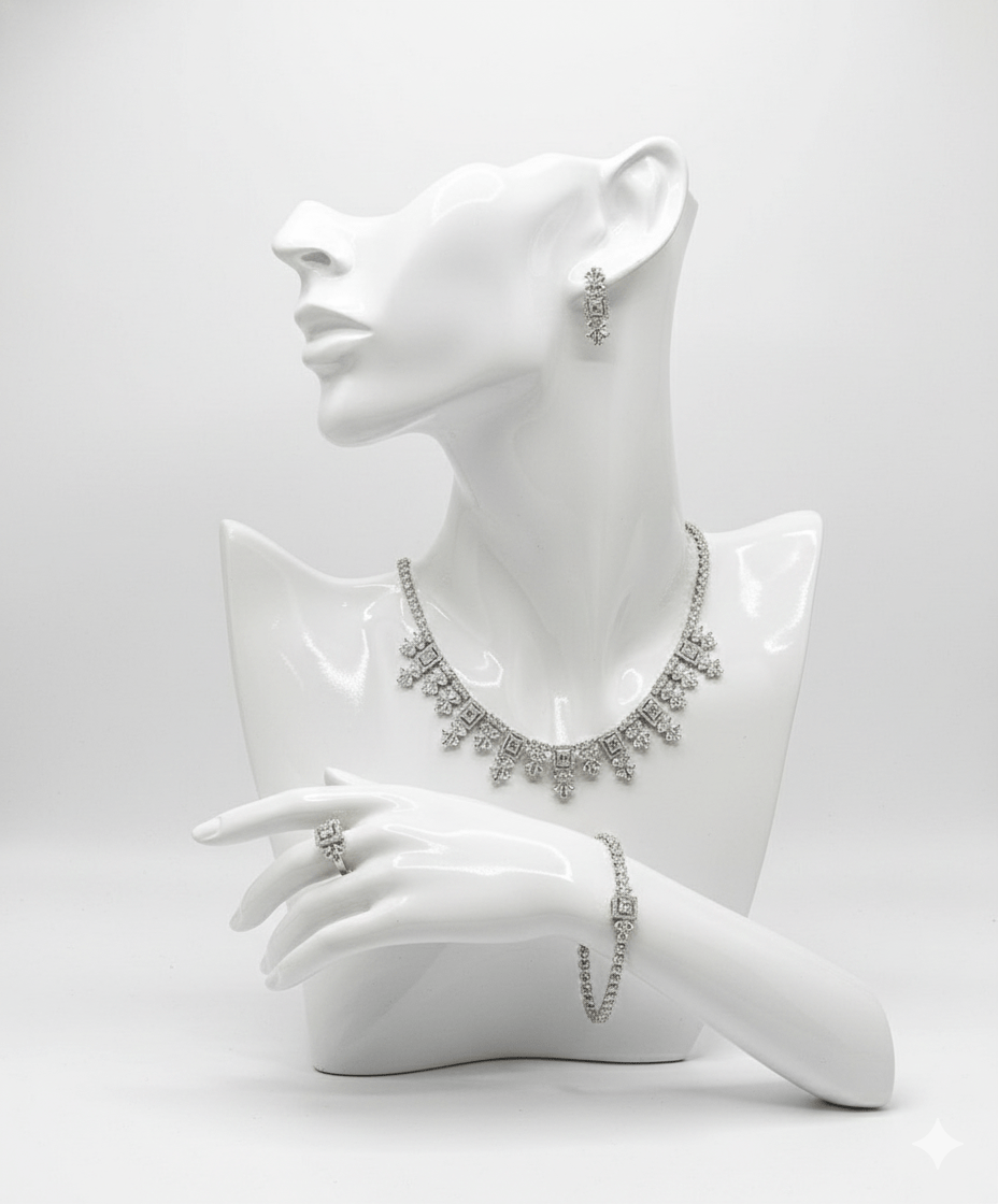 Floral Square Crystal Jewelry Set - Zambeel