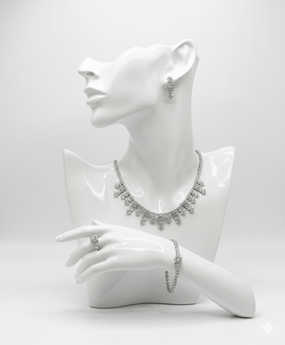 Floral Square Crystal Jewelry Set - Zambeel