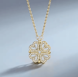 Flower Four Leaf Clower Hearts Necklace - Zambeel