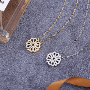 Flower Four Leaf Clower Hearts Necklace - Zambeel