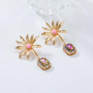 Flower Rhinestone Eardrops Earrings Exaggerated Ladies - Zambeel