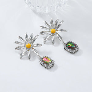 Flower Rhinestone Eardrops Earrings Exaggerated Ladies - Zambeel