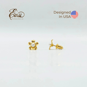 Flower with 3mm Pearl | Stainless Steel | 18K Gold Plated - Zambeel