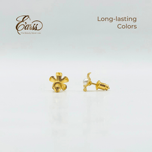 Flower with 3mm Pearl | Stainless Steel | 18K Gold Plated - Zambeel
