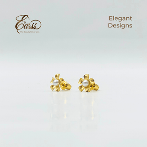 Flower with 3mm Pearl | Stainless Steel | 18K Gold Plated - Zambeel