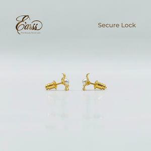Flower with 3mm Pearl | Stainless Steel | 18K Gold Plated - Zambeel