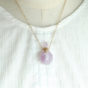 Fluorite Essential Oil Bottle Pendant Necklace Accessory - Zambeel