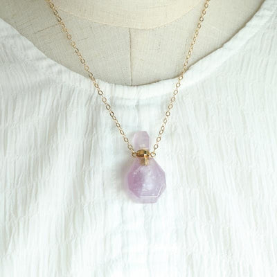 Fluorite Essential Oil Bottle Pendant Necklace Accessory - Zambeel