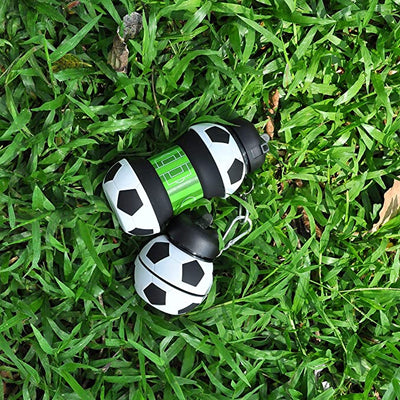 Football Soccer Silicone Water Bottle with Straw Foldable Collapsible Travel Non - toxic Bottles Innovating Camping - Zambeel
