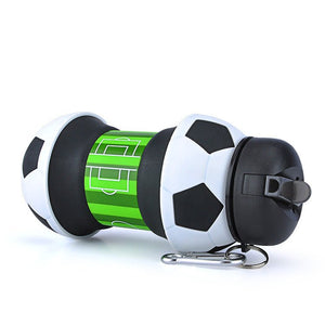 Football Soccer Silicone Water Bottle with Straw Foldable Collapsible Travel Non - toxic Bottles Innovating Camping - Zambeel