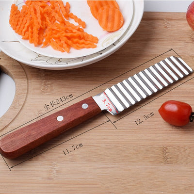 French Fries Cutter Stainless Steel Potato Cutter Knife Vegetable Wave Cutting Tools Kitchen Gadgets - Zambeel